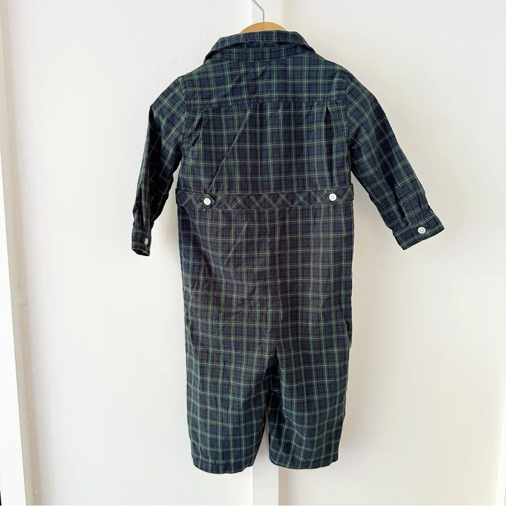 RALPH LAUREN green tartan romper
